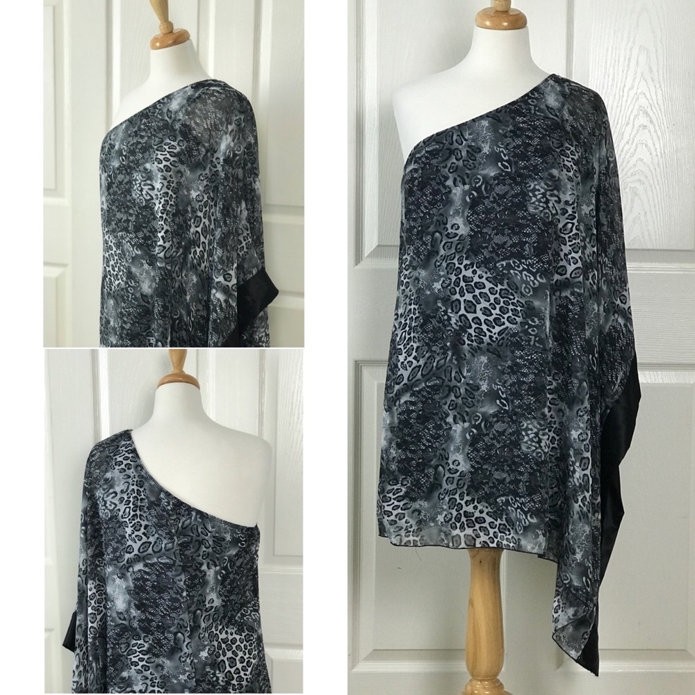One shoulder Cheetah print dress.